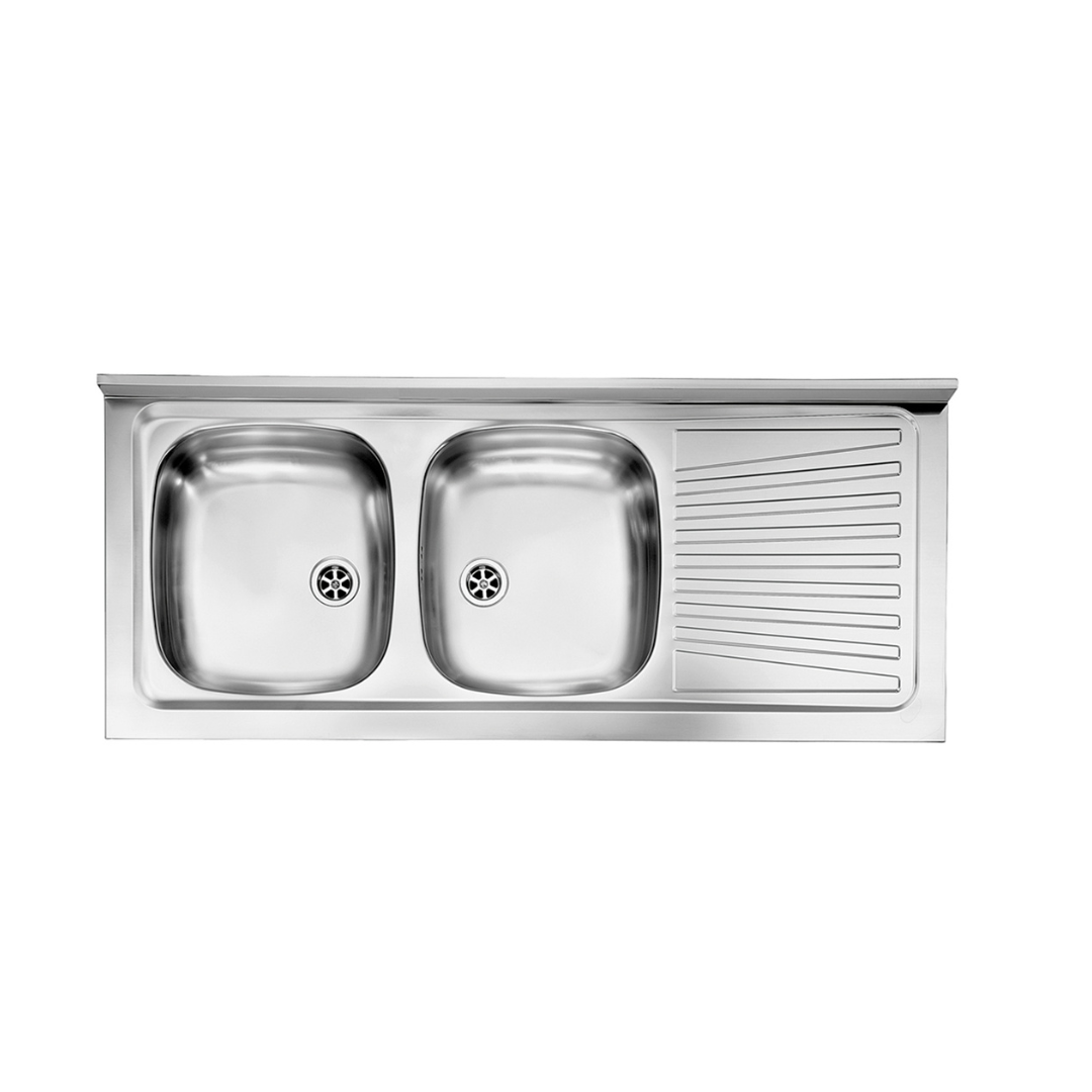 Lavello Inox ad Appoggio 120x50 due vasche e gocciolatoio