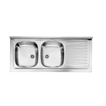 Lavello Inox ad Appoggio 120x50 due vasche e gocciolatoio