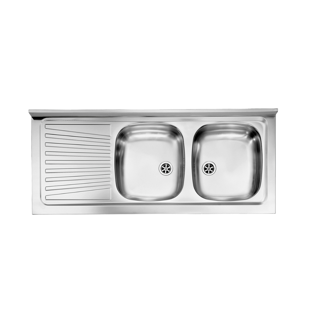 Lavello Inox ad Appoggio 120x50 due vasche e gocciolatoio