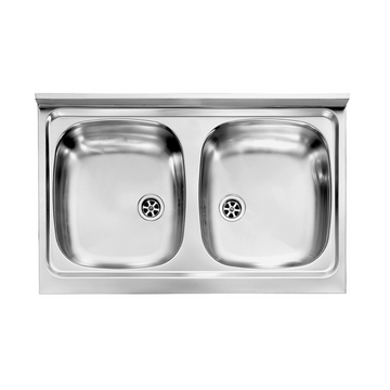 Lavello Inox ad Appoggio con 2 vasche 80x50