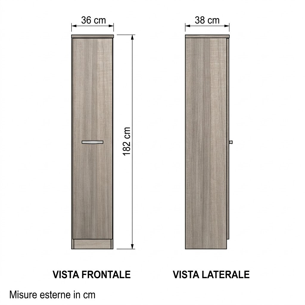 Scarpiera Gabriella in kit h.180 Con Un'Anta e Ripiani