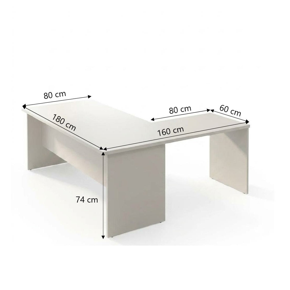 Scrivania per Ufficio 180 con prolunga 80
